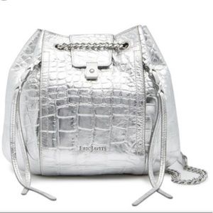 NWOT Eric Javits Silver Snakeskin Purse